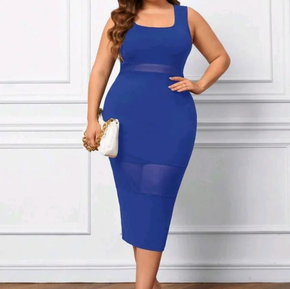 blue mesh bodycon dress Shimmer Vibes Glitter Mesh Bodycon Mini Dress main image 0
